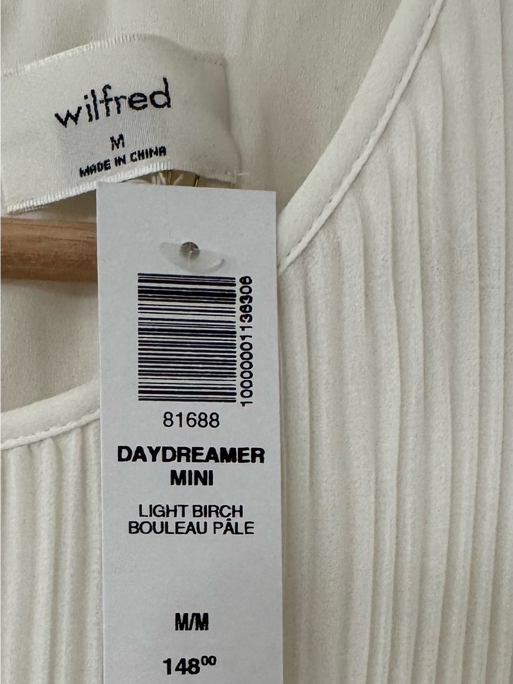 NWT Aritzia Wilfred Daydreamer Mini Dress in Light Birch - Picture 3 of 3